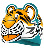 Unisex Kids Tiger Print Swim Cap For Tots - Boys and Girls - Orange & Green