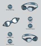 Unisex Adult Biofuse 2.0 Anti Fog Mirror Lens Swim Goggles For Men and Women - Sna Black & Grey