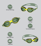 Unisex Adult Biofuse 2.0 Anti Fog Coated Swim Goggles For Men and Women - Black & Glacier Grey