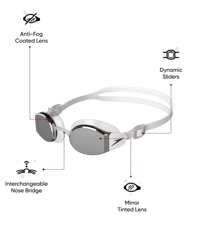 Unisex Adult Mariner Pro Mirror Lens Swim Goggles - White & Grey