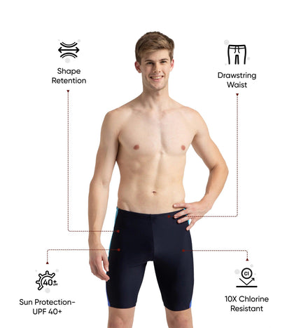 Men's Endurance10 Placement Panel Print Dive Jammer - True Navy, Cobalt Pop & Picton Blue