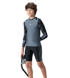 Boy's Endurabrite Printed Long Sleeve Suntop - Grey Lead & White