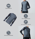 Boy's Endurabrite Printed Long Sleeve Suntop - Grey Lead & White