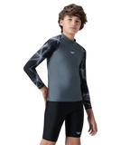 Boy's Endurabrite Printed Long Sleeve Suntop - Grey Lead & White