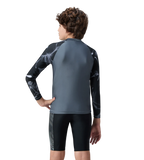 Boy's Endurabrite Printed Long Sleeve Suntop - Grey Lead & White