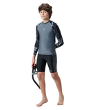 Boy's Endurabrite Printed Long Sleeve Suntop - Grey Lead & White