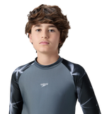 Boy's Endurabrite Printed Long Sleeve Suntop - Grey Lead & White
