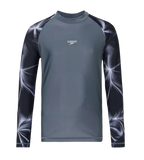 Boy's Endurabrite Printed Long Sleeve Suntop - Grey Lead & White