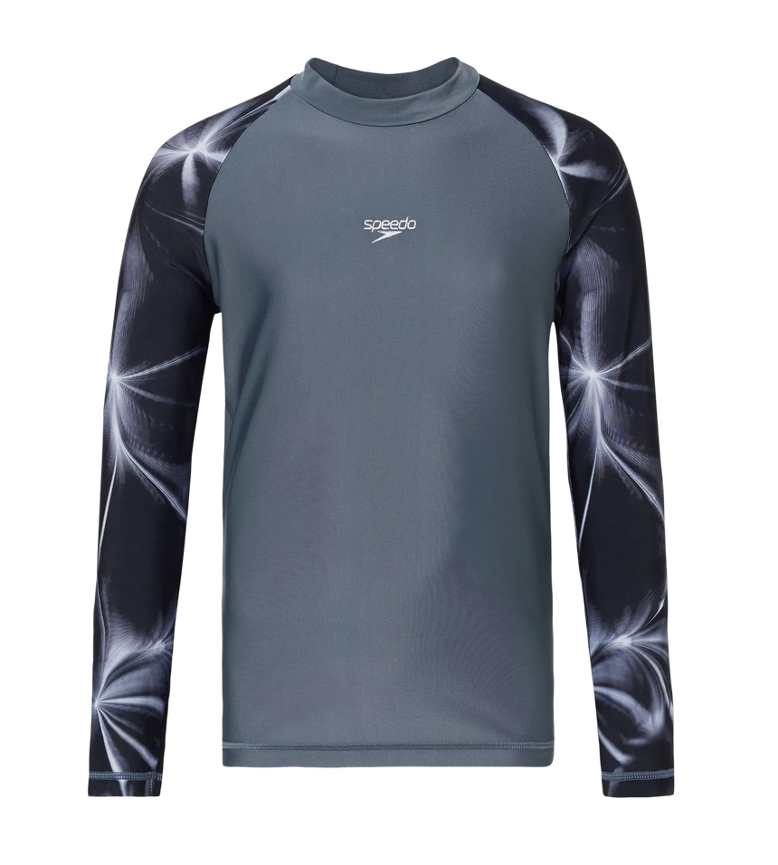 Boy's Endurabrite Printed Long Sleeve Suntop - Grey Lead & White