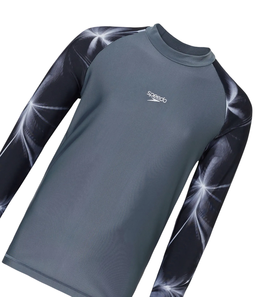 Boy's Endurabrite Printed Long Sleeve Suntop - Grey Lead & White