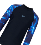 Boy's Endurance10 Printed Long Sleeve Suntop - True Navy & Periwinkle Blue