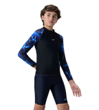 Boy's Endurance10 Printed Long Sleeve Suntop - True Navy & Periwinkle Blue