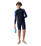Boy's Endurance10 Printed Long Sleeve Suntop - True Navy & Periwinkle Blue