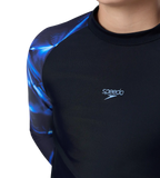 Boy's Endurance10 Printed Long Sleeve Suntop - True Navy & Periwinkle Blue