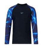 Boy's Endurance10 Printed Long Sleeve Suntop - True Navy & Periwinkle Blue