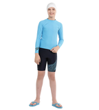 Boy's Recycled Endura Brite Long Sleeve Suntop - Picton Blue & Black