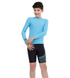 Boy's Recycled Endura Brite Long Sleeve Suntop - Picton Blue & Black
