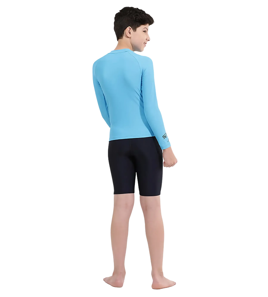 Boy's Recycled Endura Brite Long Sleeve Suntop - Picton Blue & Black