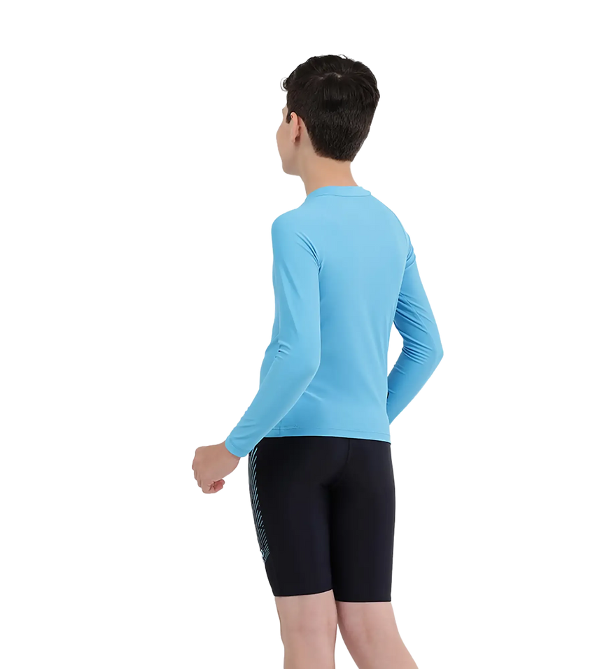 Boy's Recycled Endura Brite Long Sleeve Suntop - Picton Blue & Black