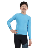 Boy's Recycled Endura Brite Long Sleeve Suntop - Picton Blue & Black