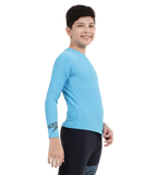 Boy's Recycled Endura Brite Long Sleeve Suntop - Picton Blue & Black