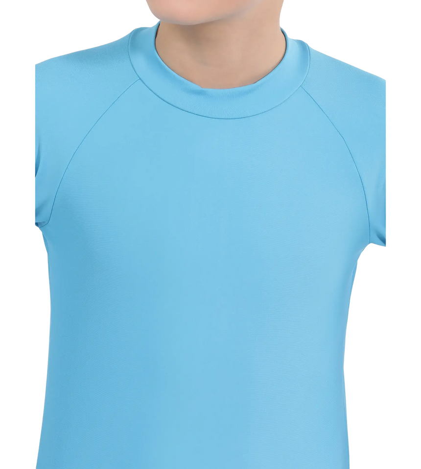 Boy's Recycled Endura Brite Long Sleeve Suntop - Picton Blue & Black