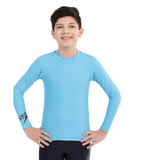 Boy's Recycled Endura Brite Long Sleeve Suntop - Picton Blue & Black