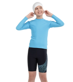 Boy's Recycled Endura Brite Long Sleeve Suntop - Picton Blue & Black