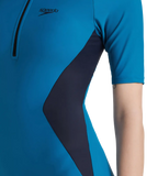 Women's Endurance 10 Essential Panel Kneesuit Swimwear - Nordic Teal & True Navy