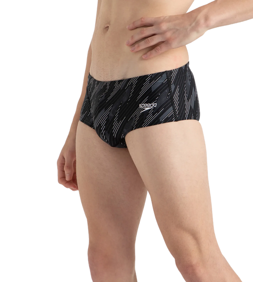 Men's Endurance10 Hyperboom Print Brief - Black, Usa Charcoal & White