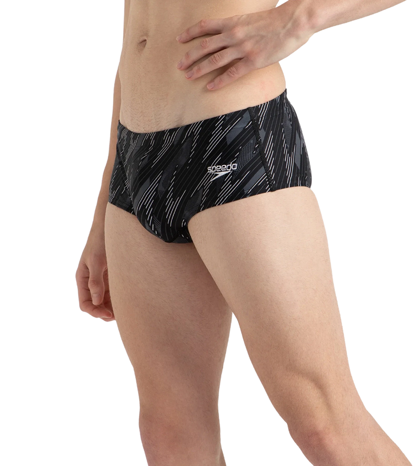 Men's Endurance10 Hyperboom Print Brief - Black, Usa Charcoal & White