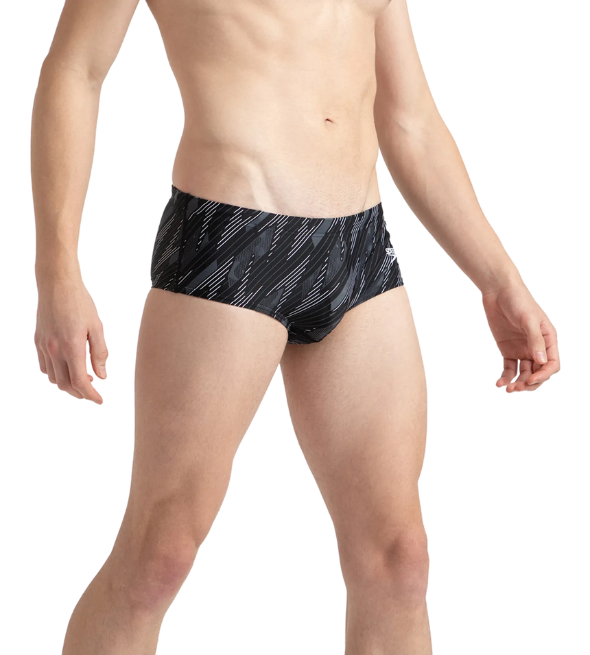 Men's Endurance10 Hyperboom Print Brief - Black, Usa Charcoal & White