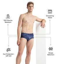 Men's Endurance10 All Over Print Brief - Peacoat, Cerulean Blue & White