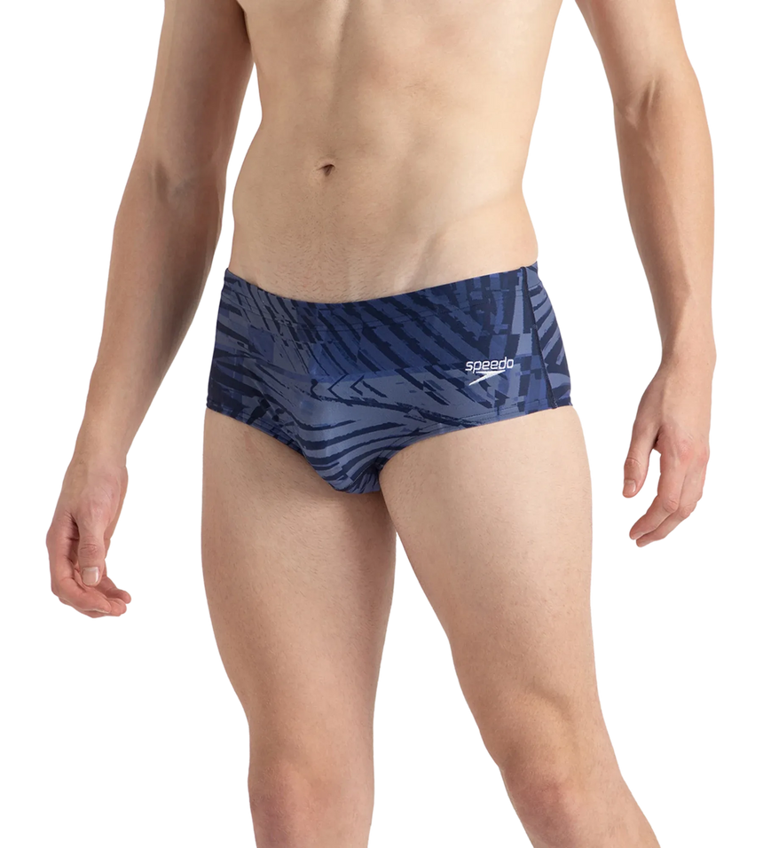 Men's Endurance10 All Over Print Brief - Peacoat, Cerulean Blue & White