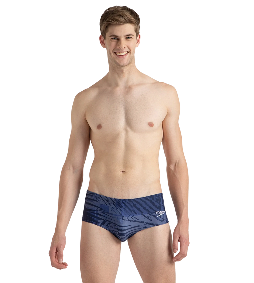 Men's Endurance10 All Over Print Brief - Peacoat, Cerulean Blue & White