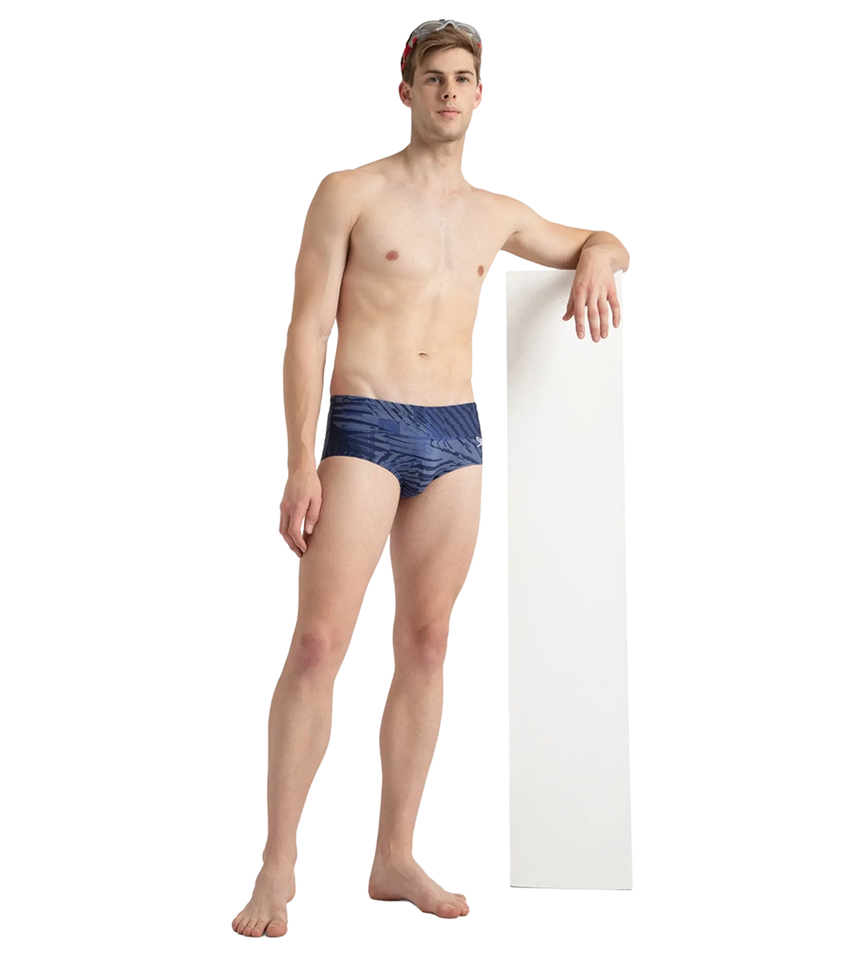 Men's Endurance10 All Over Print Brief - Peacoat, Cerulean Blue & White