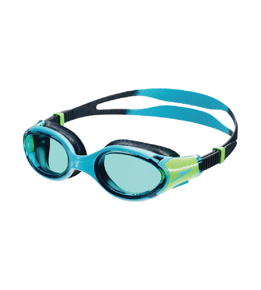 Unisex Kids Biofuse 2.0 Anti Fog Coated Lens Swim Goggles For Boys and Girls - Hypersonic Blue & Lumo Green