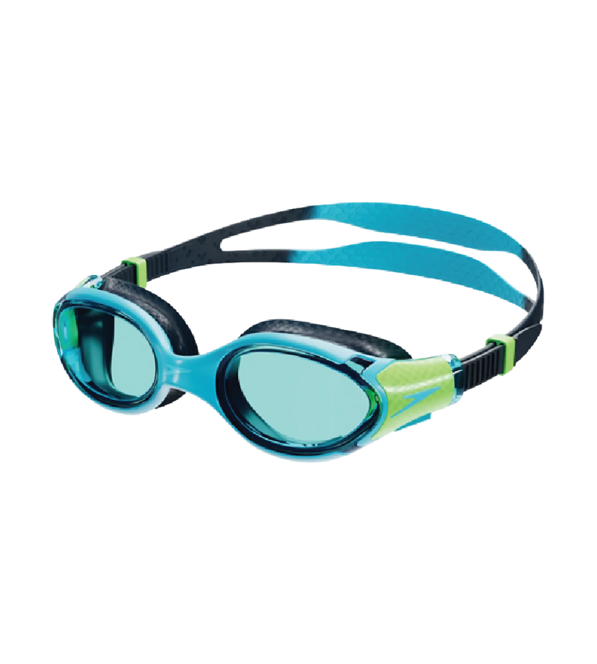 Unisex Kids Biofuse 2.0 Anti Fog Coated Lens Swim Goggles For Boys and Girls - Hypersonic Blue & Lumo Green