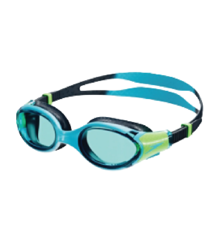 Unisex Kids Biofuse 2.0 Anti Fog Coated Lens Swim Goggles For Boys and Girls - Hypersonic Blue & Lumo Green