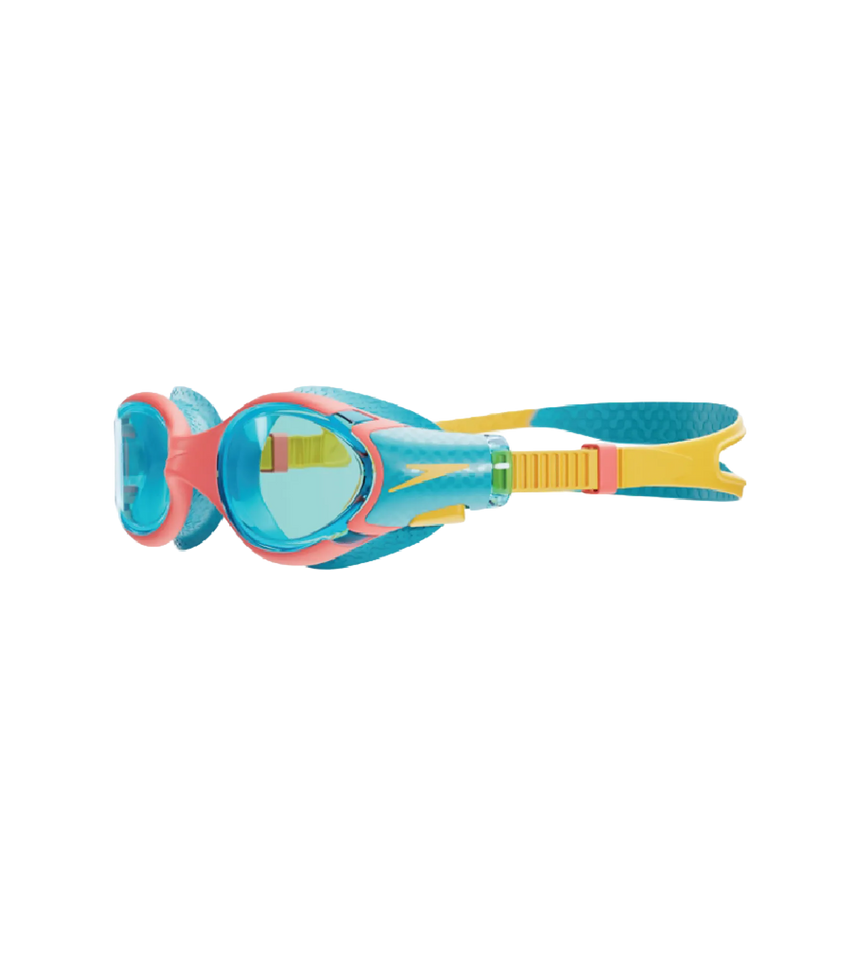 Unisex Kids Biofuse 2.0 Anti Fog Coated Lens Swim Goggles For Boys and Girls - Coral Beach, Bolt & Blue Lens