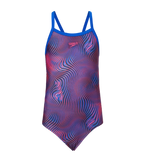 Girl's Endurance+ Thinstrap Muscleback V-Cut One Piece Swimsuit - Peacoat & Margarita Pink