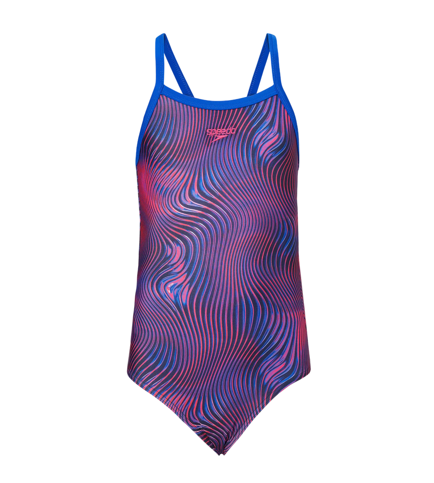 Girl's Endurance+ Thinstrap Muscleback V-Cut One Piece Swimsuit - Peacoat & Margarita Pink