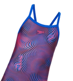 Girl's Endurance+ Thinstrap Muscleback V-Cut One Piece Swimsuit - Peacoat & Margarita Pink
