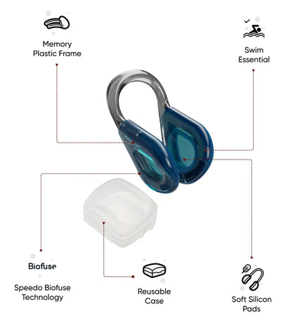 Unisex Adult Biofuse Textured Pad Nose Clip - Blue & Grey