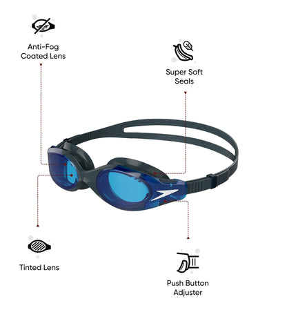 Unisex Adult Hydrosity 2.0 Anti Fog Coated Lens Swim Goggles - Grey & Blue