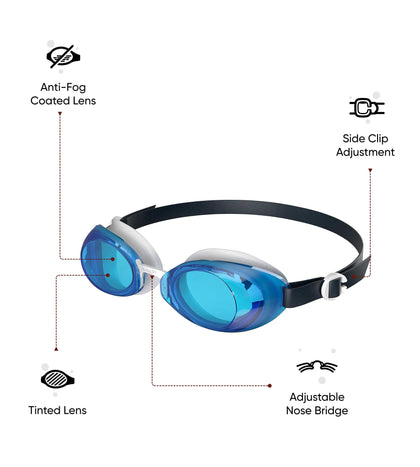 Unisex Adult Jet 2.0 Blue Tint Anti Fog Lens Swim Goggles - Blue & White
