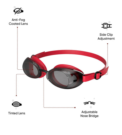Unisex Adult Jet 2.0 smoke Tint Lens Swim Goggles - Red & Smoke