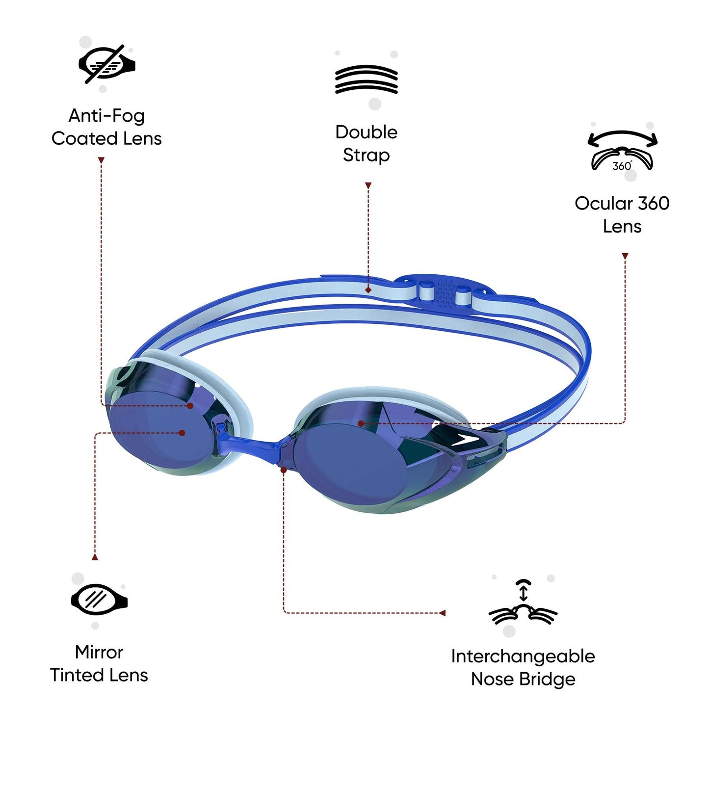 Unisex Adult Vanquisher 3.0 Mirror Blue Lens Swim Goggles - Blue