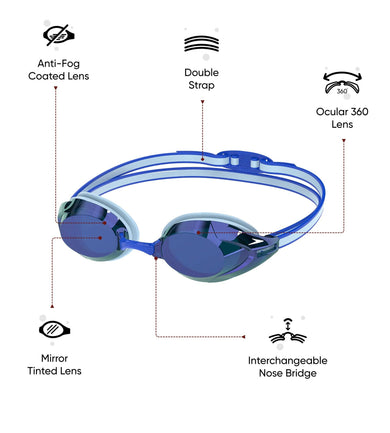 Unisex Adult Vanquisher 3.0 Mirror Blue Lens Swim Goggles - Blue