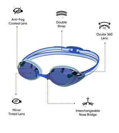 Unisex Adult Vanquisher 3.0 Mirror Blue Lens Swim Goggles - Blue